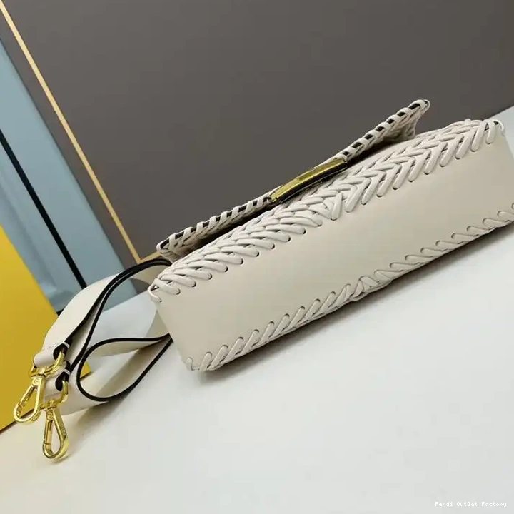 Cheap HOT Baguette Stitching White Bag In Fendi Medium Leather 0429